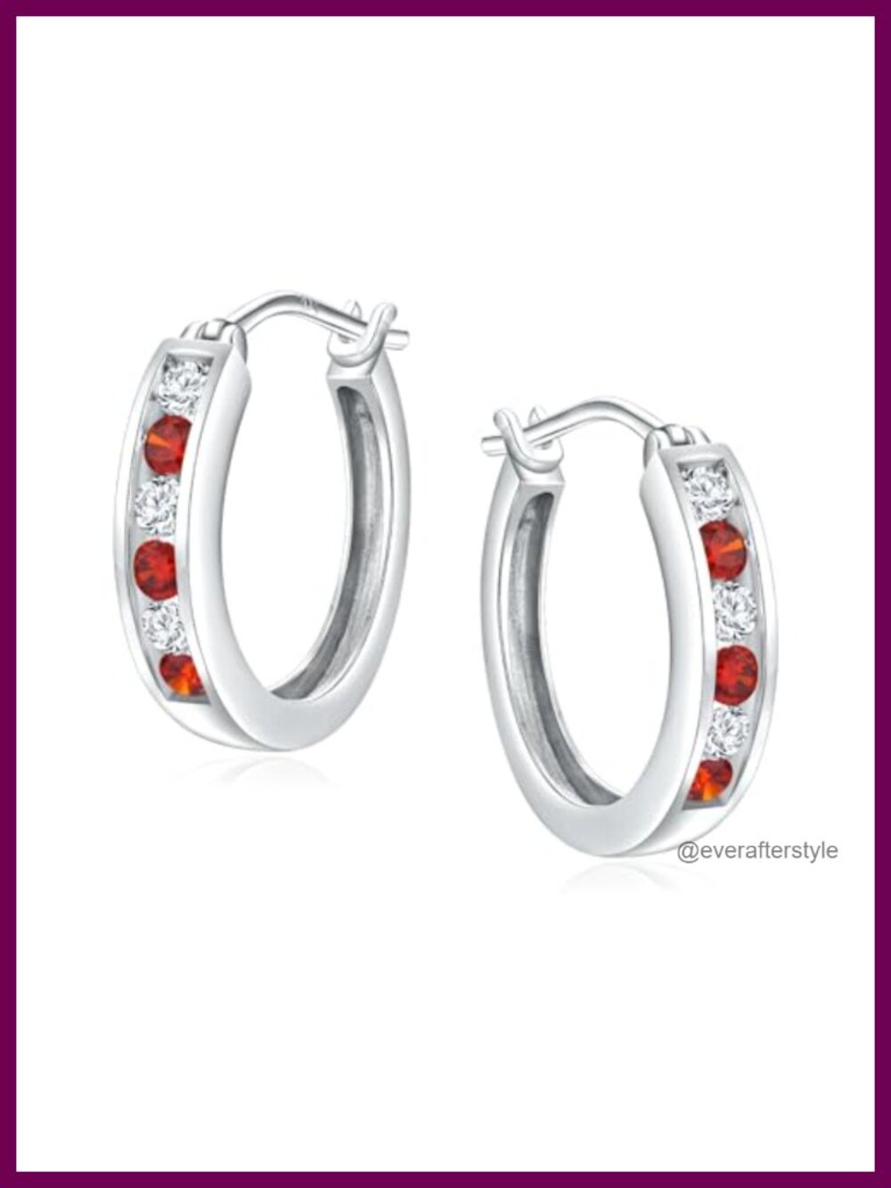Chunky Huggie Hoop Earrings 925 Sterling Silver Plated 20mm Birthstone